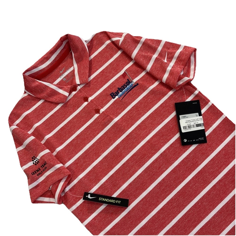NWT Nike XS Dri-FIT Victory Stripe BARBASOL Championship KEENE TRACE Golf Polo